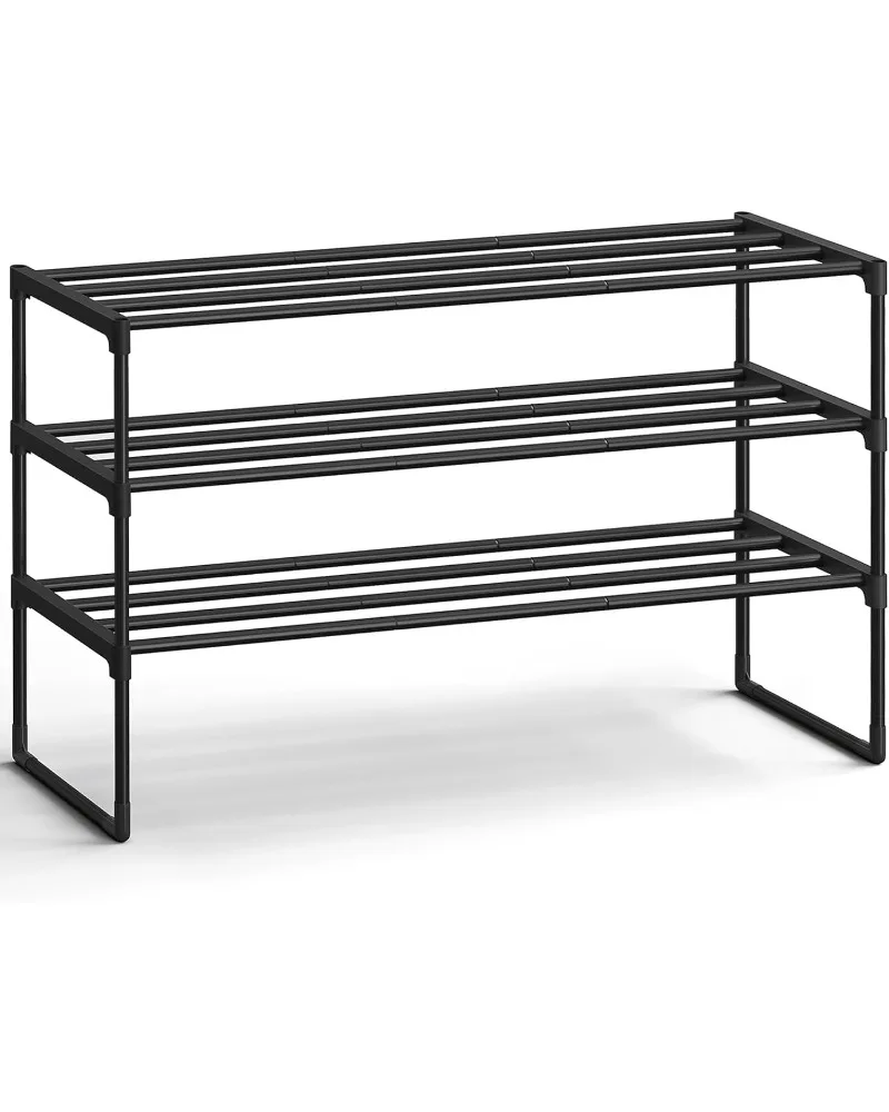 

Стеллаж для обуви, 3-ярусный органайзер для обуви, металлическая полка для хранения, вертикальный или перевернутый, на 16-20 пар, штабелируемый