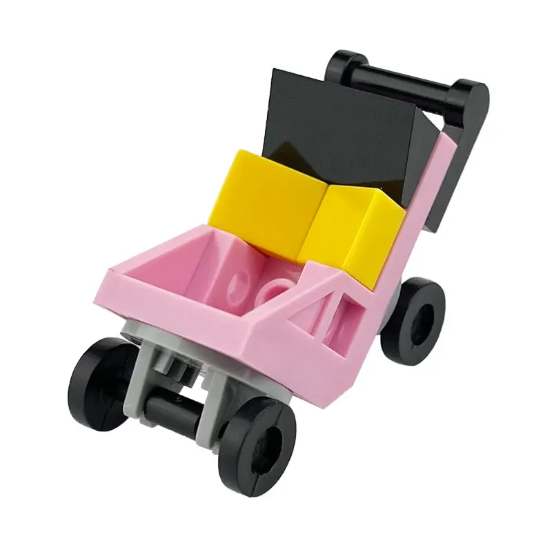 building block MOC baby carriage baby stroller assemble infant children trottie toy shopping cart