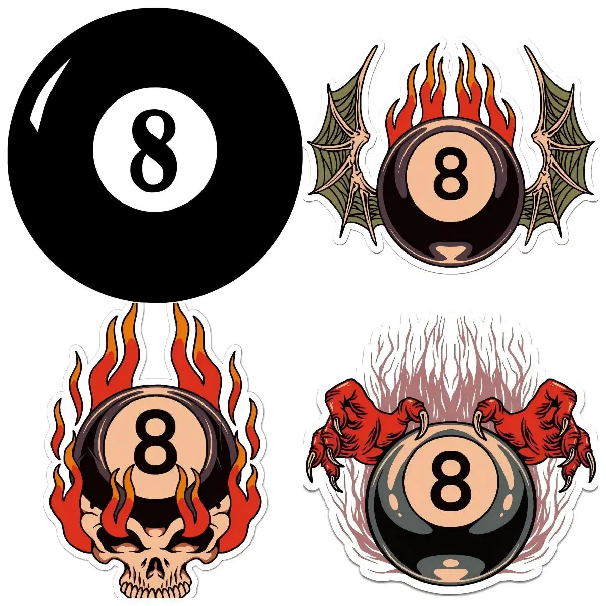 

8Ball Helmet Stickers Large Laptop Toolbox Brake Decals-Billiards Retro Vintage Design 8 Skull