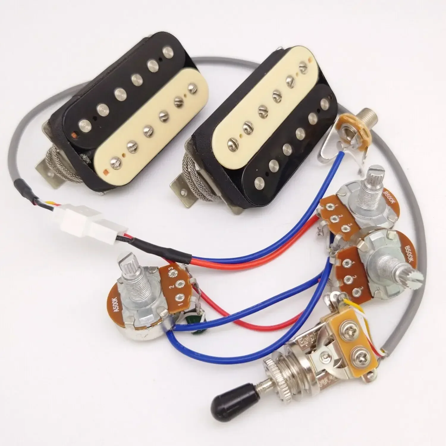 Alnico 5 Classic 57 Guitar Humbucker Pickup Bridge&Neck Set zebra with Wiring Harness (1V1T/2V1T/2V2T) for LP Guitars Parts