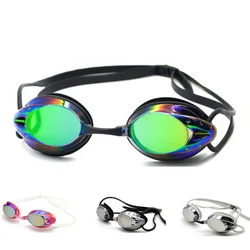 Gafas de natación para adultos, espejo de natación galvanizado colorido, cómodo, fresco, competición profesional