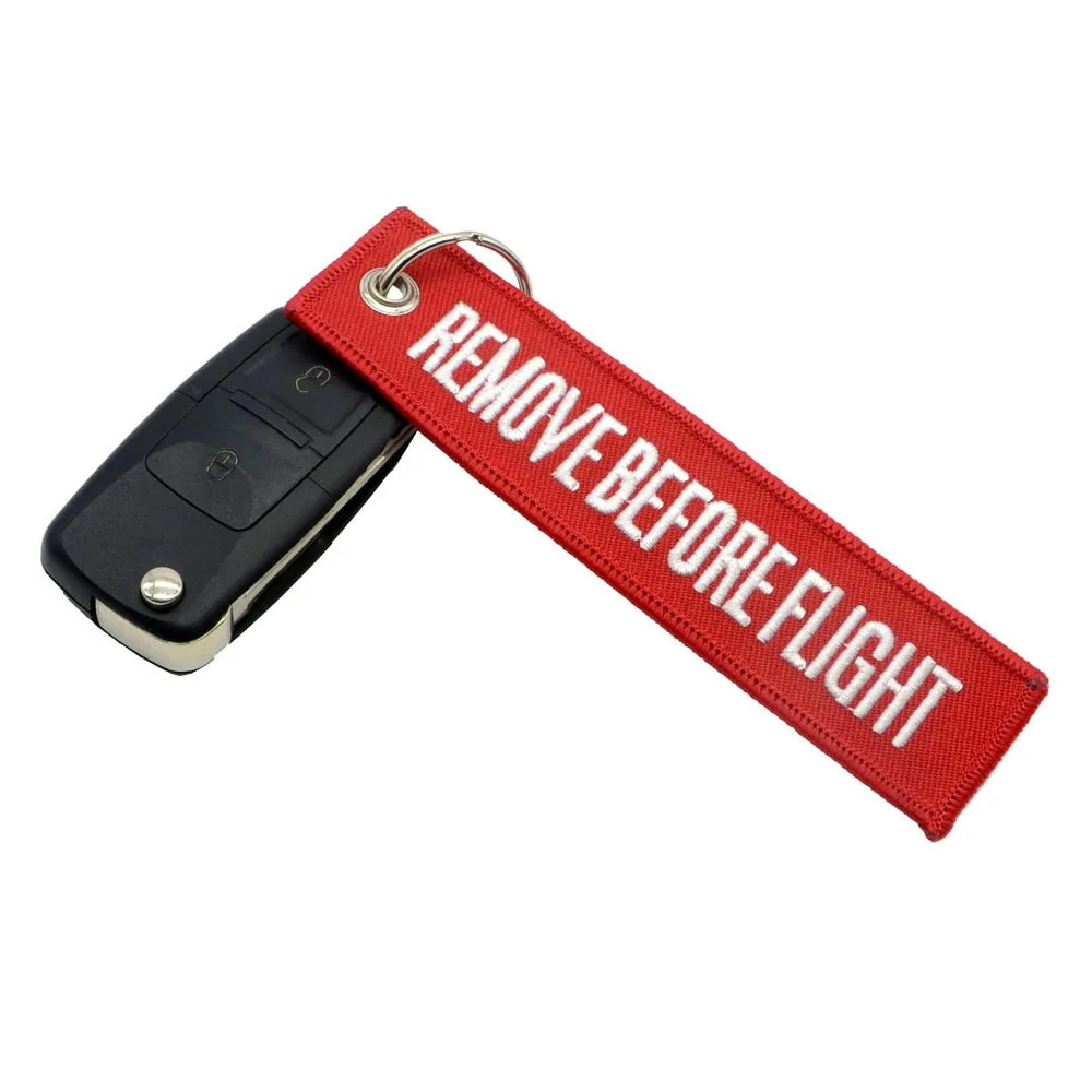 30 Piece REMOVE BEFORE FLIGHT Keychain Double-sided Embroidered Car Key Pendant Keyring