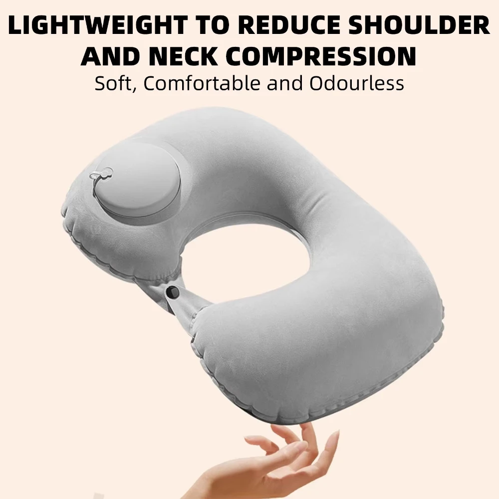 U-Shaped Inflatable Travel Pillow Portable Air Neck Support Cushion Comfortable Sleeping Press to Inflate Pillow Neck Pillow