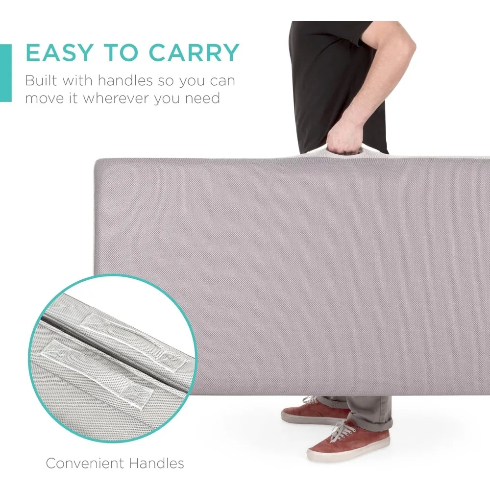 مرتبة محمولة، مرتبة ثلاثية الطي للتخييم والضيوف، قطيفة إسفنجية مع حقيبة حمل #6