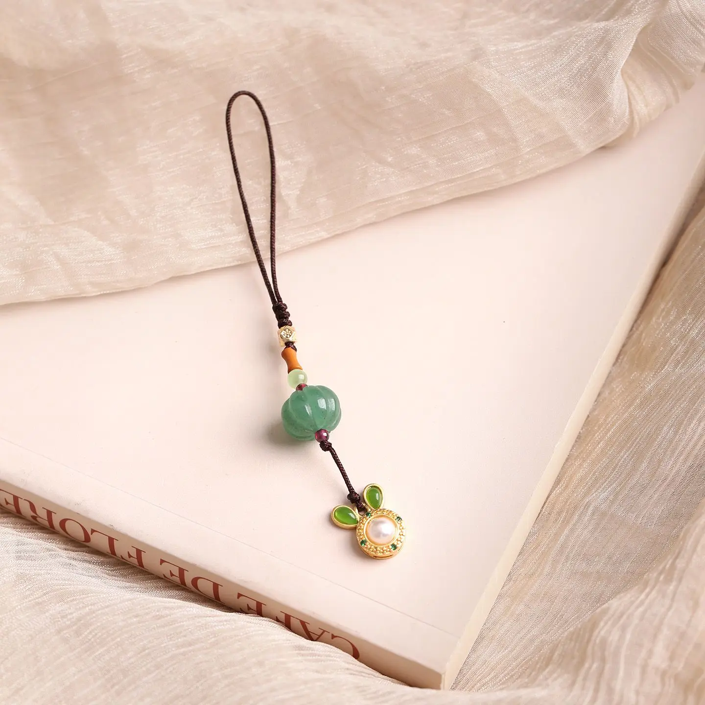 

Зеленый авантюрин, тыква, нефрит, подвеска для телефона, китайский стиль, счастливый камень, кулон, ремешок, ремешок