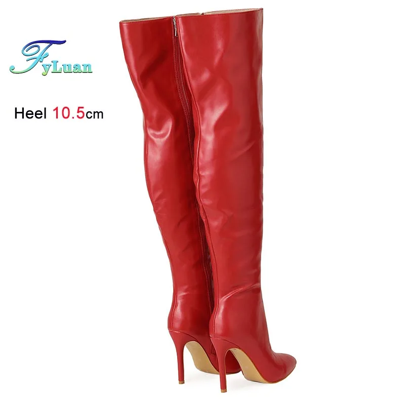 

Autumn Winter Sexy Over The Knee Boots Women Fashion Red 10.5CM Coarse Heel Thigh Boots Nightclub Party Lady Stiletto Tall Boots
