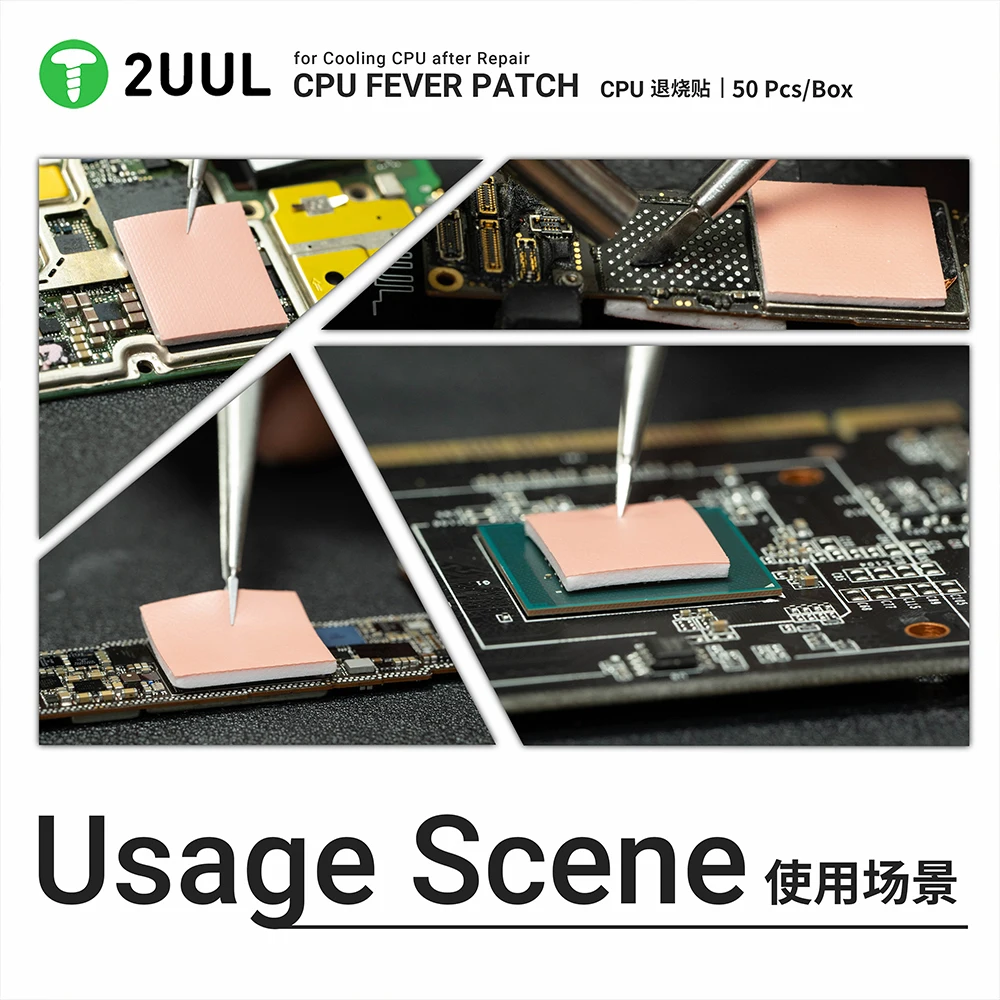 2UUL SC09 50PCS/Box Heatsink Thermal Pad for Mobile Phone PCB Chip CPU Fever Patch Fast Heat Dissipation Repair Cooling Mat