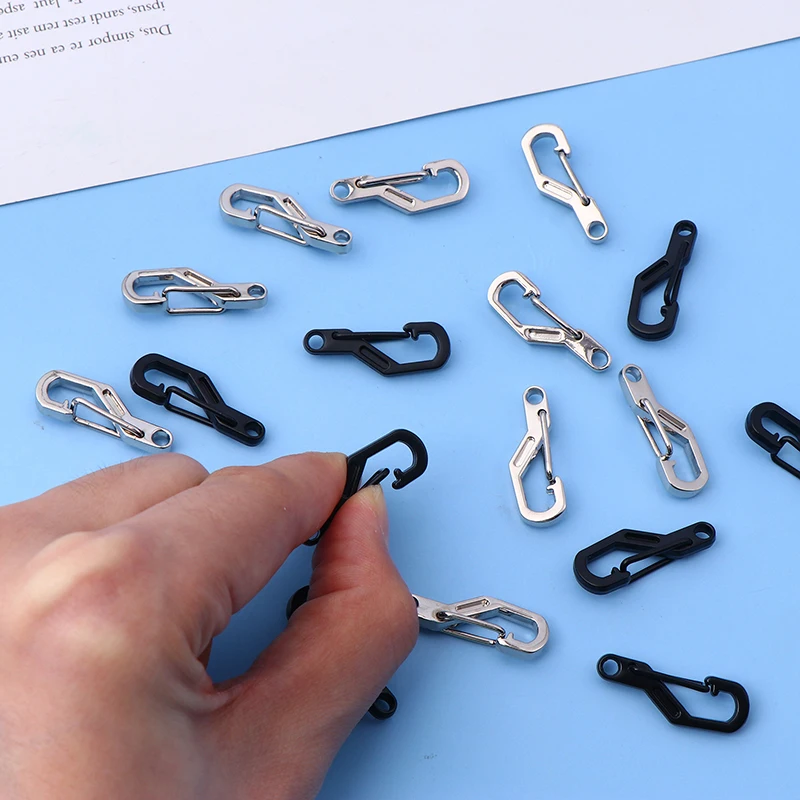 10Pcs Mini Zinc Alloy Carabiner Keychain Camping Gadgets EDC Survival Equipment Snap Hook Climbing Spring Backpack Keychain