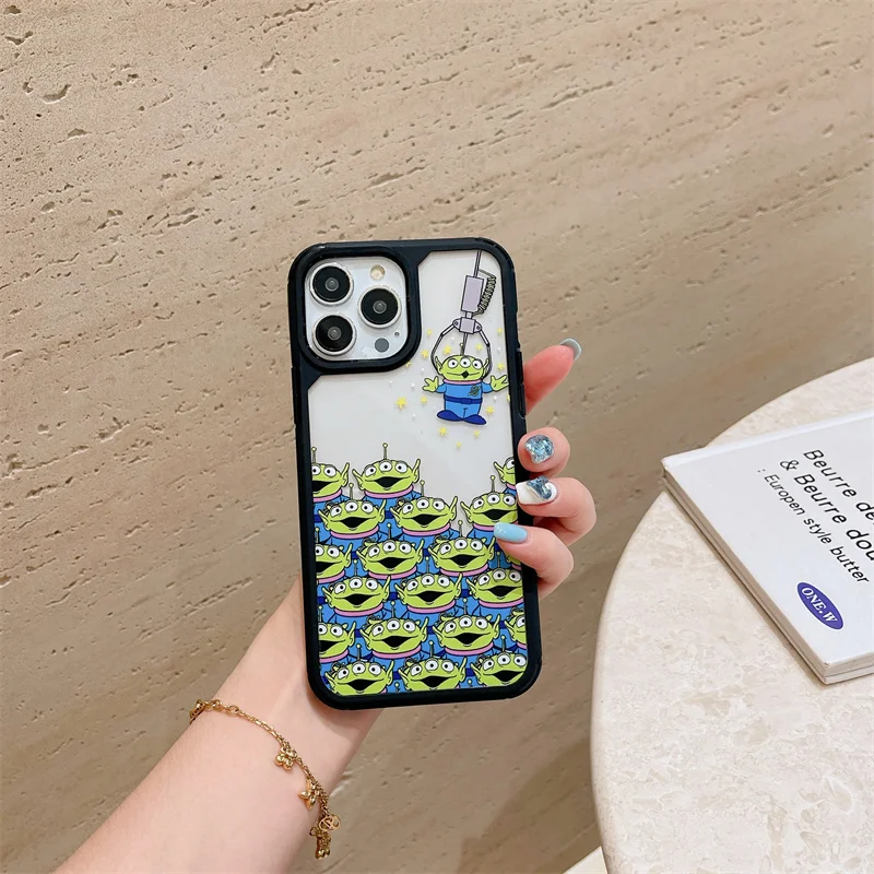 Cute Toy Story Alien Three Eyed Monsters Disney Phone Case for iPhone 15 14 13 12 11 Pro Max X XR Cute Cartoon Armor Tank Cover