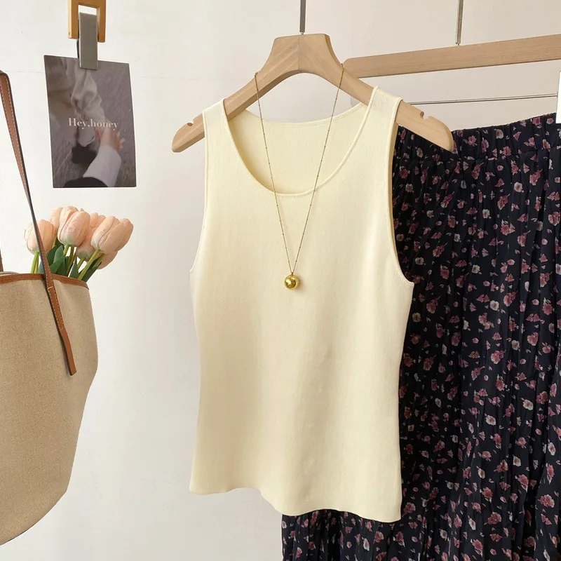 

Dave&di 26 Summer New Knitted Tank Top For Women 30 Colored Double Curved Slimming Sleeveless Strap