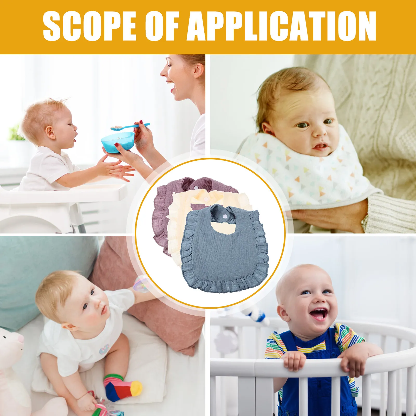 

3Pcs Cotton Baby Bibs for Drooling Teething Feeding Eating Soft Breathable Skin-Friendly Infant Toddler Bib Set Cute Gift Idea