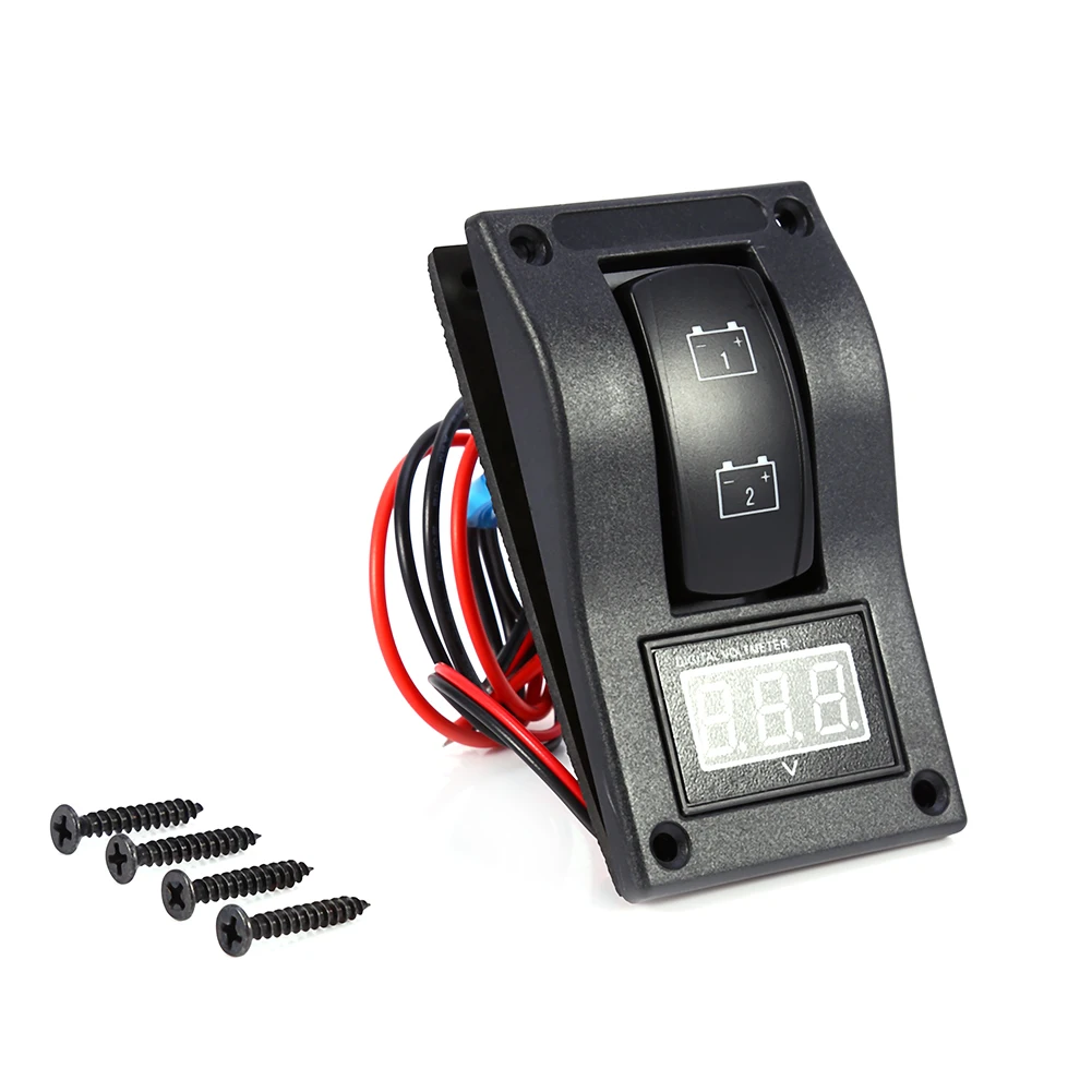 Marine Switch Boat Switch Rocker Switch 12V Marine Boat Voltmeter LED Dual Battery Test Panel Rocker Switch On OFF on Boat Sw