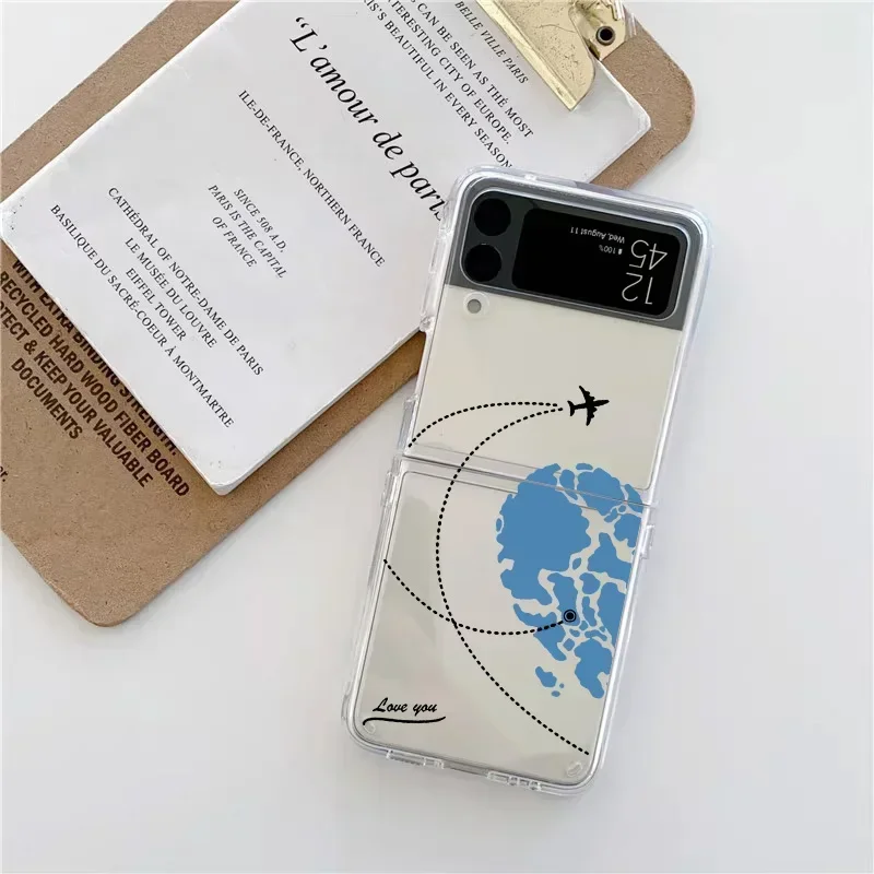 Love Heart Couple Case for Samsung Galaxy Z Flip 5 ZFlip6 5G Transaprent Clear Paired Cover for Samsung ZFlip4 Z Flip 3 Fundas