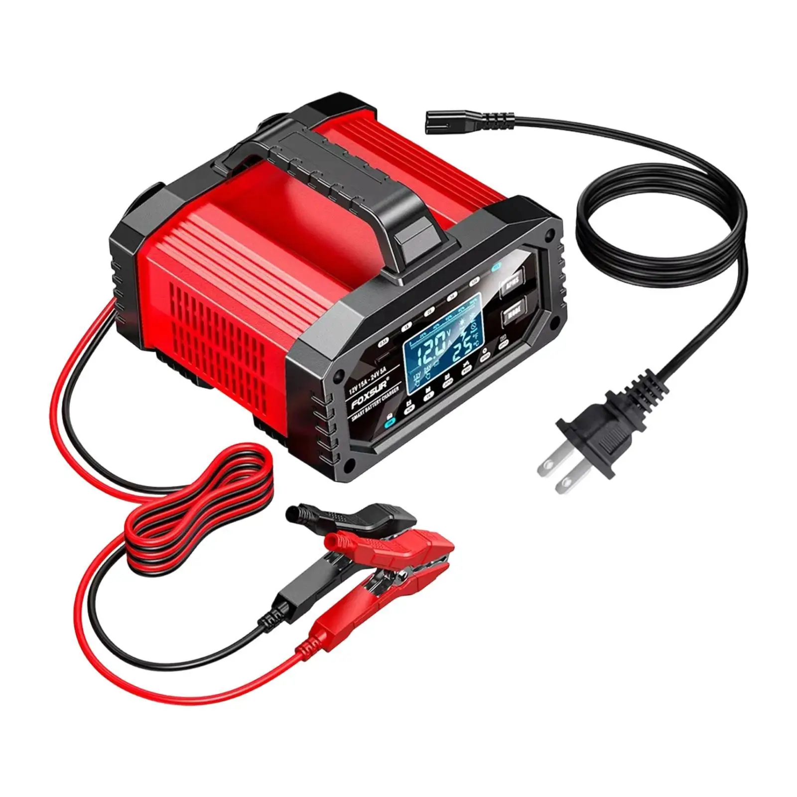 

Powerful Automotive Battery Charger Jump Starter Portable Device with LCD Screen for Car and Motorcycle