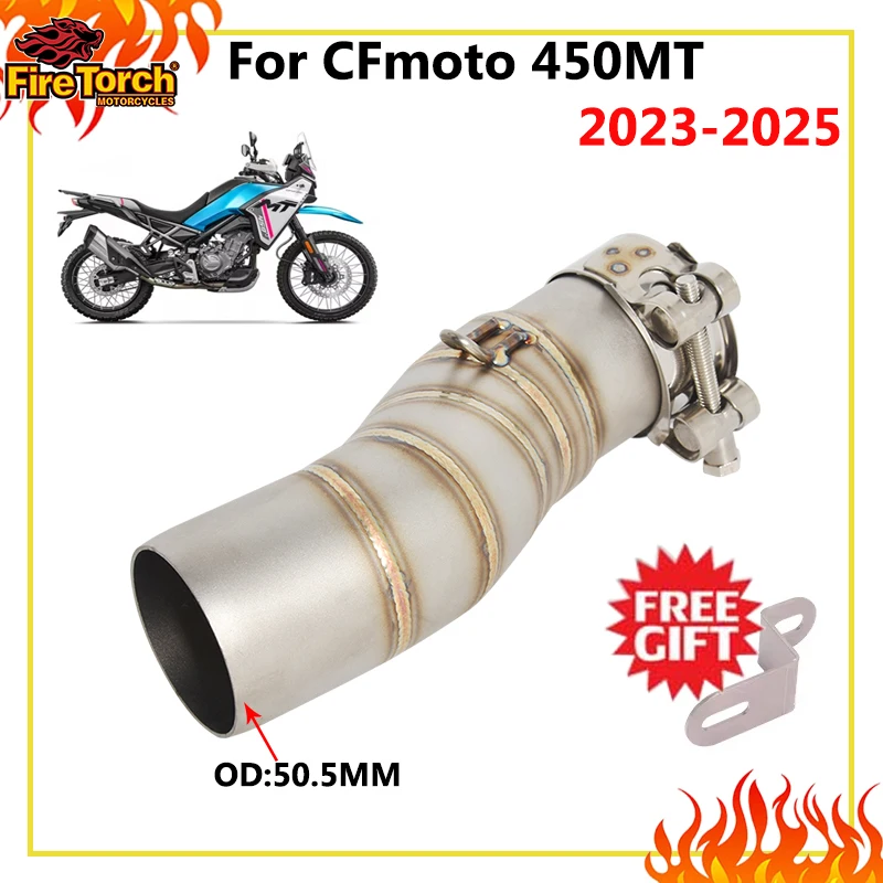 Slip-On Auspuffanlage für CFMOTO 450MT 450 MT 2024 2025 Motorrad mit Mittelrohr und 51MM Schalldämpfer