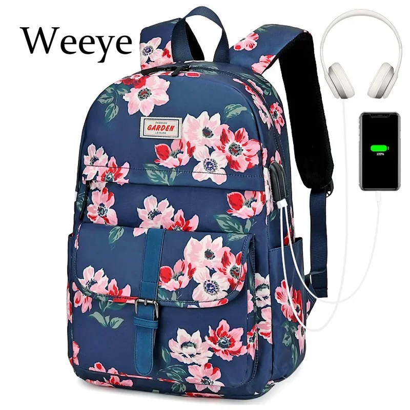

Outdoor Backpack New Spring Flowers Floral Backpack Female High School Students Schoolbag Bulk Floral Computer Backpack Bag