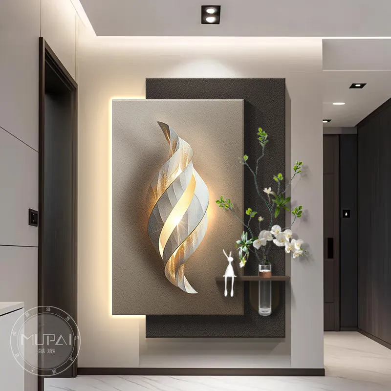 Light Luxury High-End Entrance Hall Decorative Painting 3D Hanging Artwork Corridor Passage Murals Light 2026 New Model