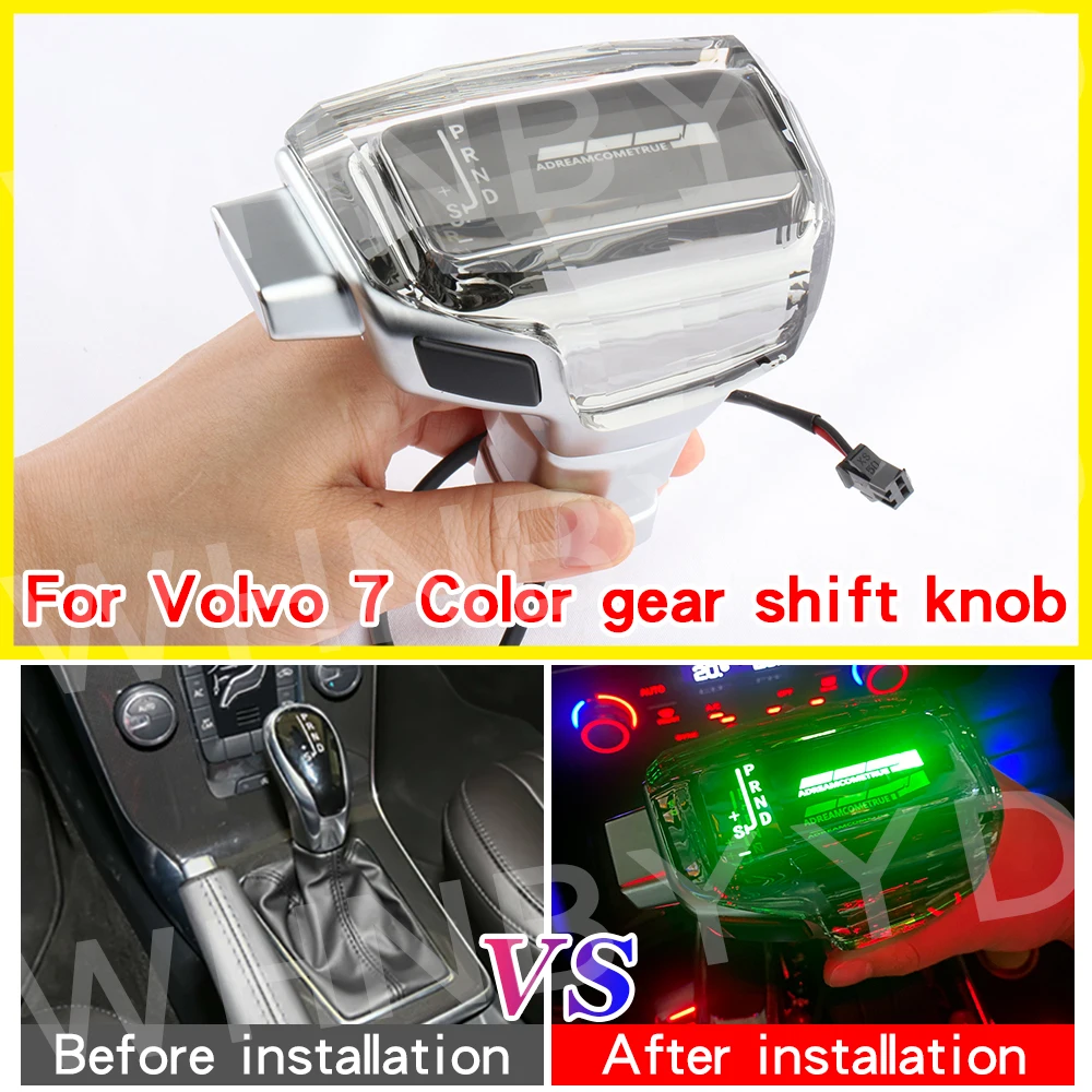 

For Volvo S60 S80 V40 V60 V70 XC60 XC70 Crystal LED Gear Shift Knob Luminous Gear stick Gearbox Handle Gear lever Car Accessory