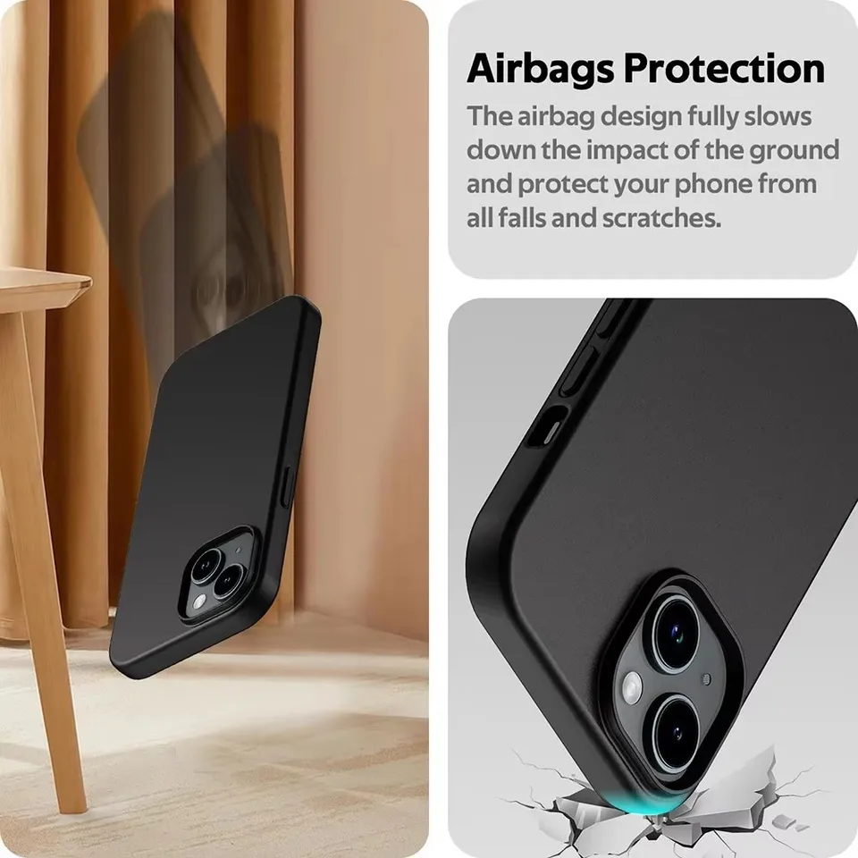 Funda de silicona suave mate de lujo para iPhone 16 15 14 Plus 13 12 Mini 11 Pro XS Max X XR SE 2 3 7 8 Plus, cubierta trasera negra sólida 4