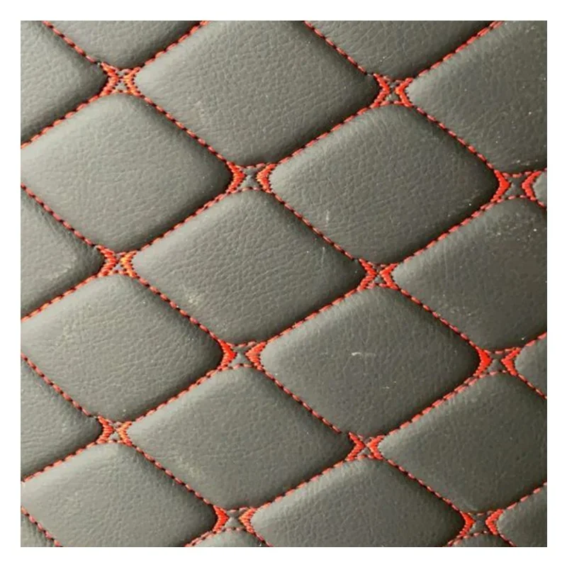 Factory Sale Price Embroidery Stitched Quilted PVC Leather with Sponge for Car Interior Upholstery Hotel Decoration
