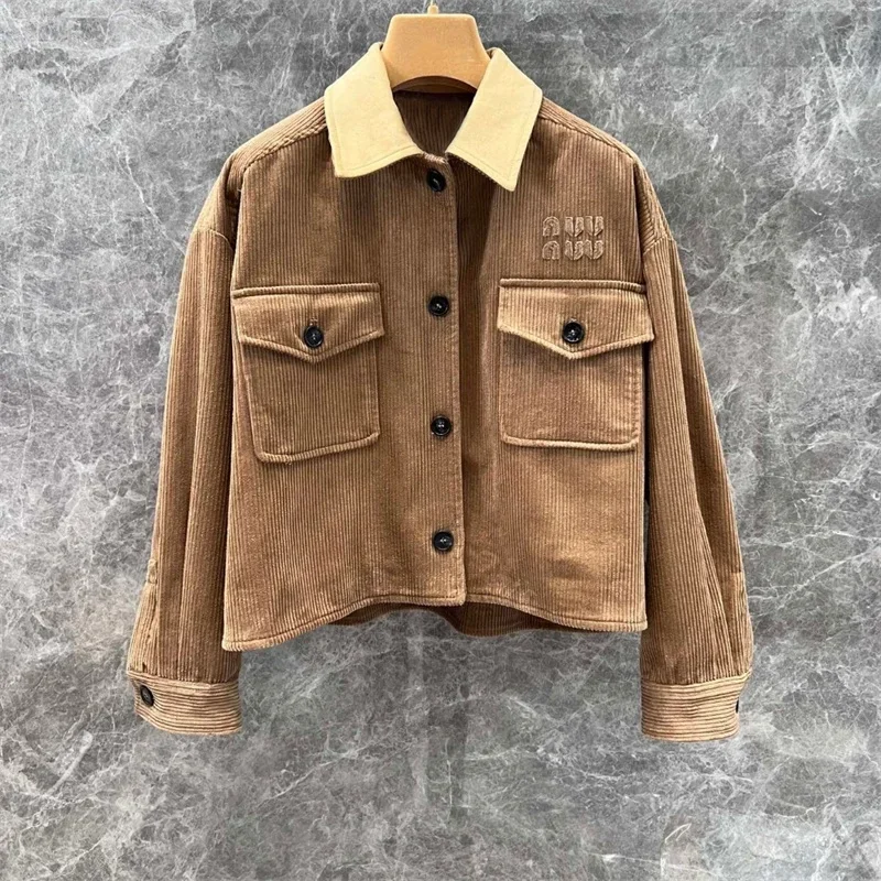 For Corduroy Jacket Versatile Jackets U692712 Women's Autumn New Simple Aesthetic Short Waist Cut 2024 New Clothes Coat Women