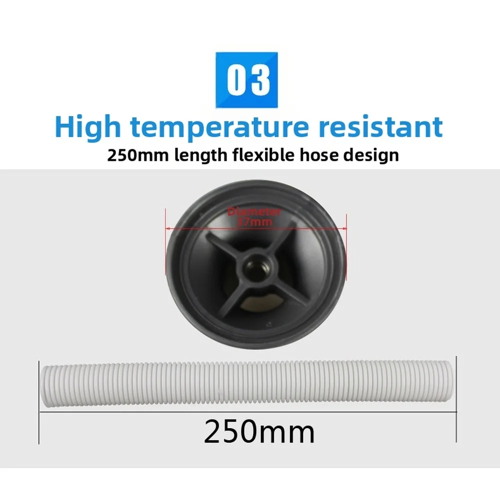Kitchen Sink Round Overflow Head PP Gray Upward Flow 37mm OD 29.4mm ID 250mm Pipe Fits Standard 21mm Overflow Tube
