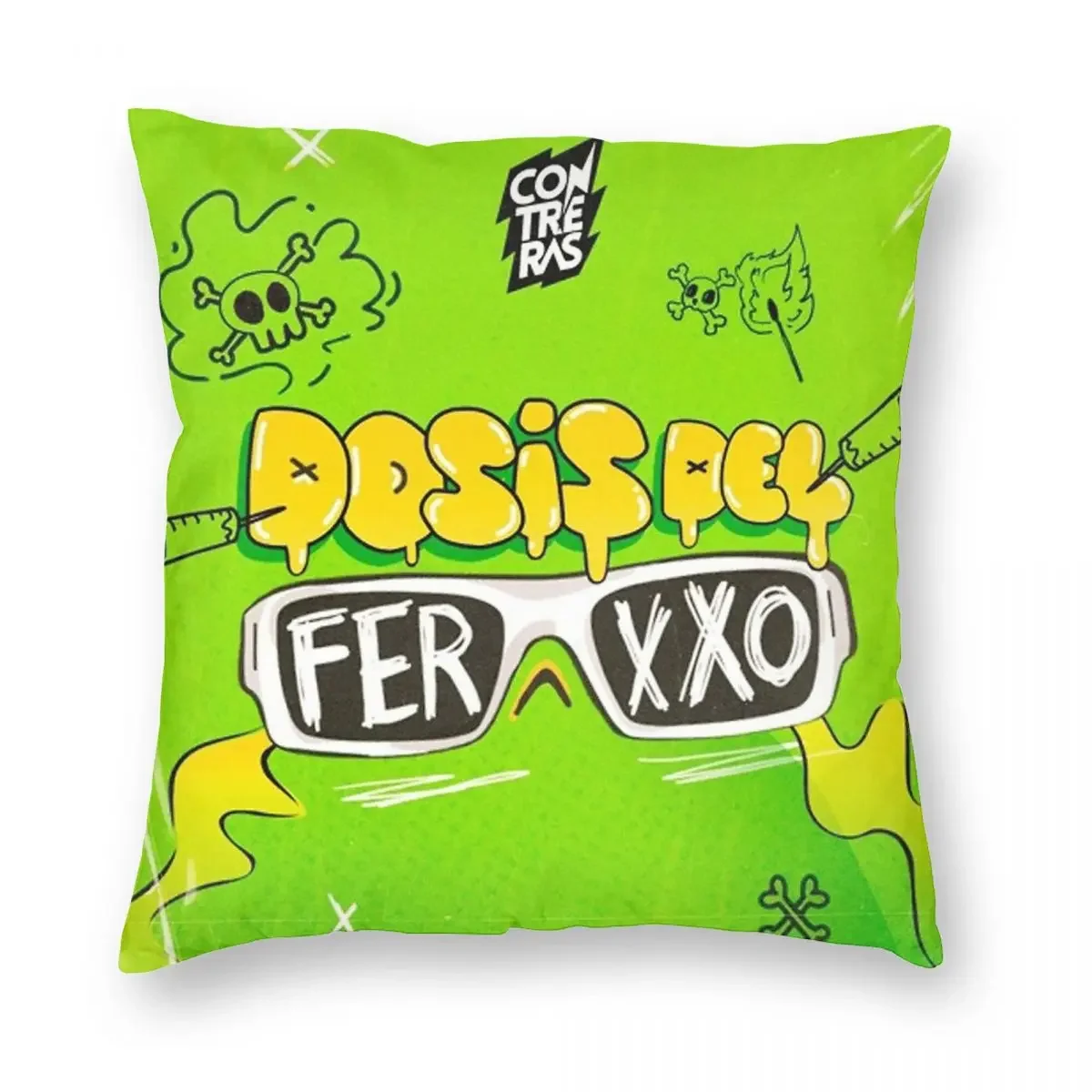 Ferxxo Dose Animated Feid Glasses Pillowcase Soft Polyester Cushion Cover Decor Pillow Case Cover Sofa Zipper 18\'\'