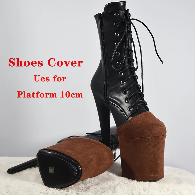 غطاء التدريب على الرقص على عمود القهوة ، منصة الأحذية الزائدة ، 10 صنادل واقية ، أحذية مقاومة للاهتراء من جلد الغزال