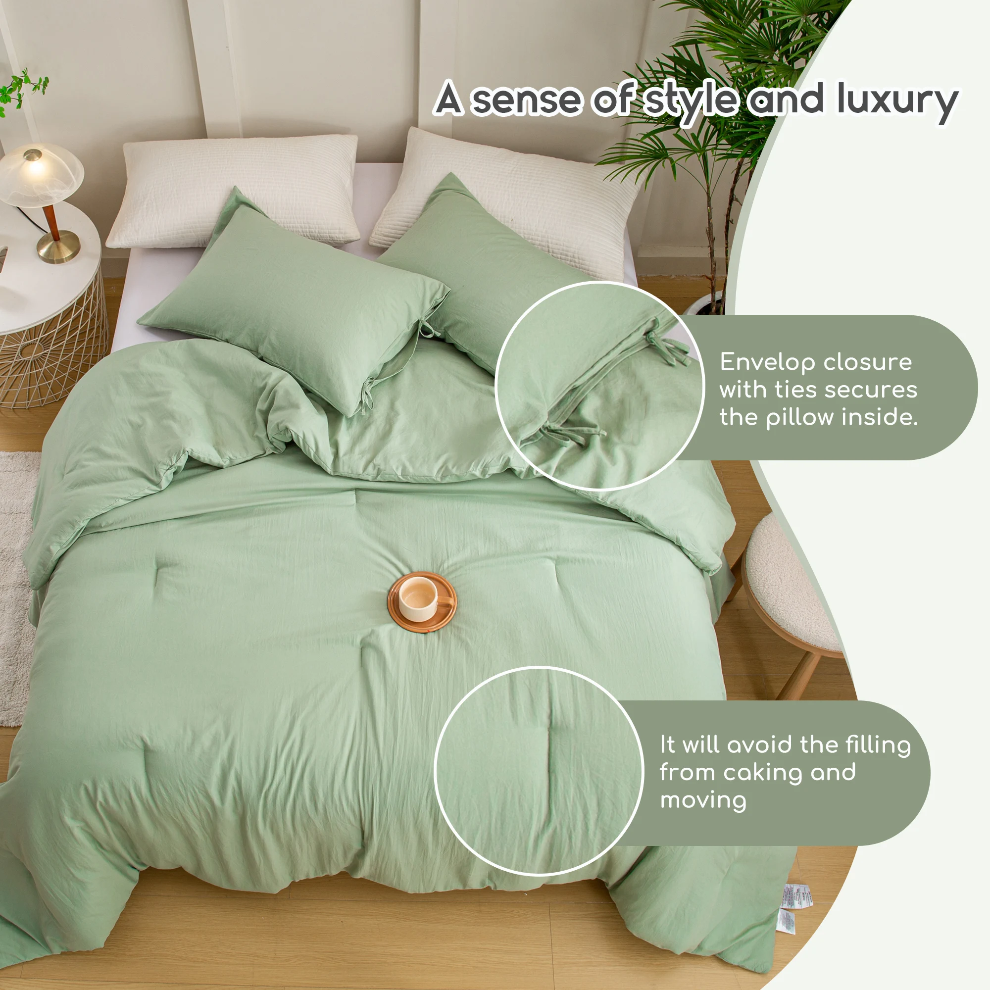 Parure de lit en coton doux et confortable pour enfants et adolescents, ensembles de couette, lit simple, lit Queen size, intersection légère, vert, application, toutes saisons, 80 po x 90 po