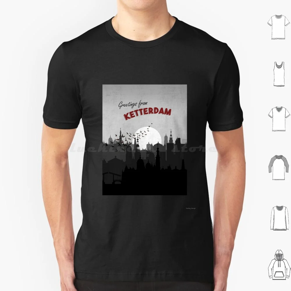 Greetings From Ketterdam Six Of Crows Postcard Art T Shirt Big Size 100% Cotton Ketterdam Soc Six Of Crows Crows Six Greeting