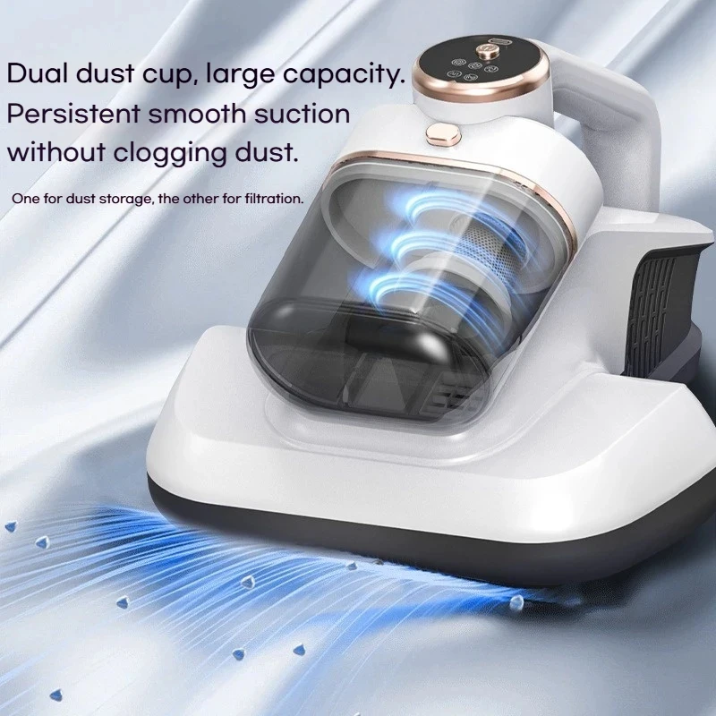 

2026 New Household Dual-Cup Mite Remover:10000Pa Suction UV Sterilization LED 3-Speed Double Dust Cup Ergonomic Handle