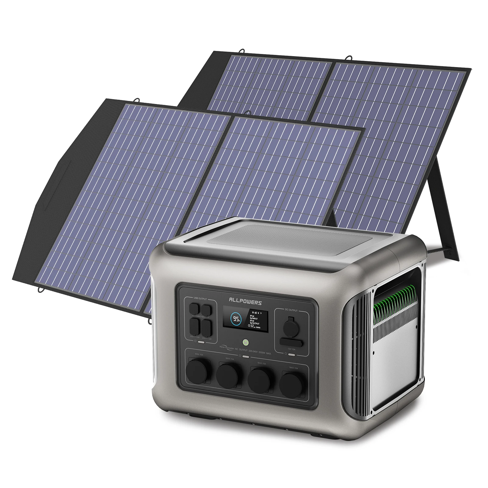 ALLPOWERS R2500 Solar Generator 2500W (4000W Peak), 2016Wh LiFePO4 Portable Power Station with Solarpanel 4 AC Outlets for Home