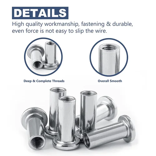 Imagen 2 del producto Tuerca de barril de encuadernación M2 M3 M4 M5 M6 M8 M10 304, tapa hexagonal de acero inoxidable, tuerca de inserción de remache para muebles para montaje en pared de TV, 1-20 piezas