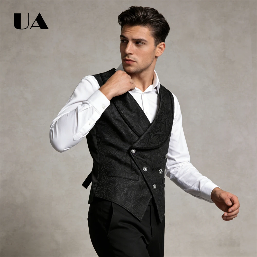 

Men's Jacquard Waistcoat Black Formal Prom Suit Vest S-2XL Adjustable Waist ULBYANRY Elegant Paislet Suit Vests
