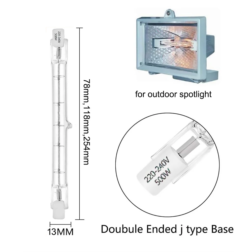 

Factory Wholesale Halogen Lamp 78mm 118mm 189mm 254mm Spotlight Replace Lamp 220V R7S Filament Flood Lights Quartz Tube