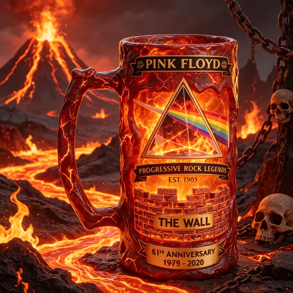 Pink Floyd 61. Jubiläum Dark Side of the Moon Prismen-Glasbecher Gedenkkrug Bierkrug für Rockfans 1965-2026