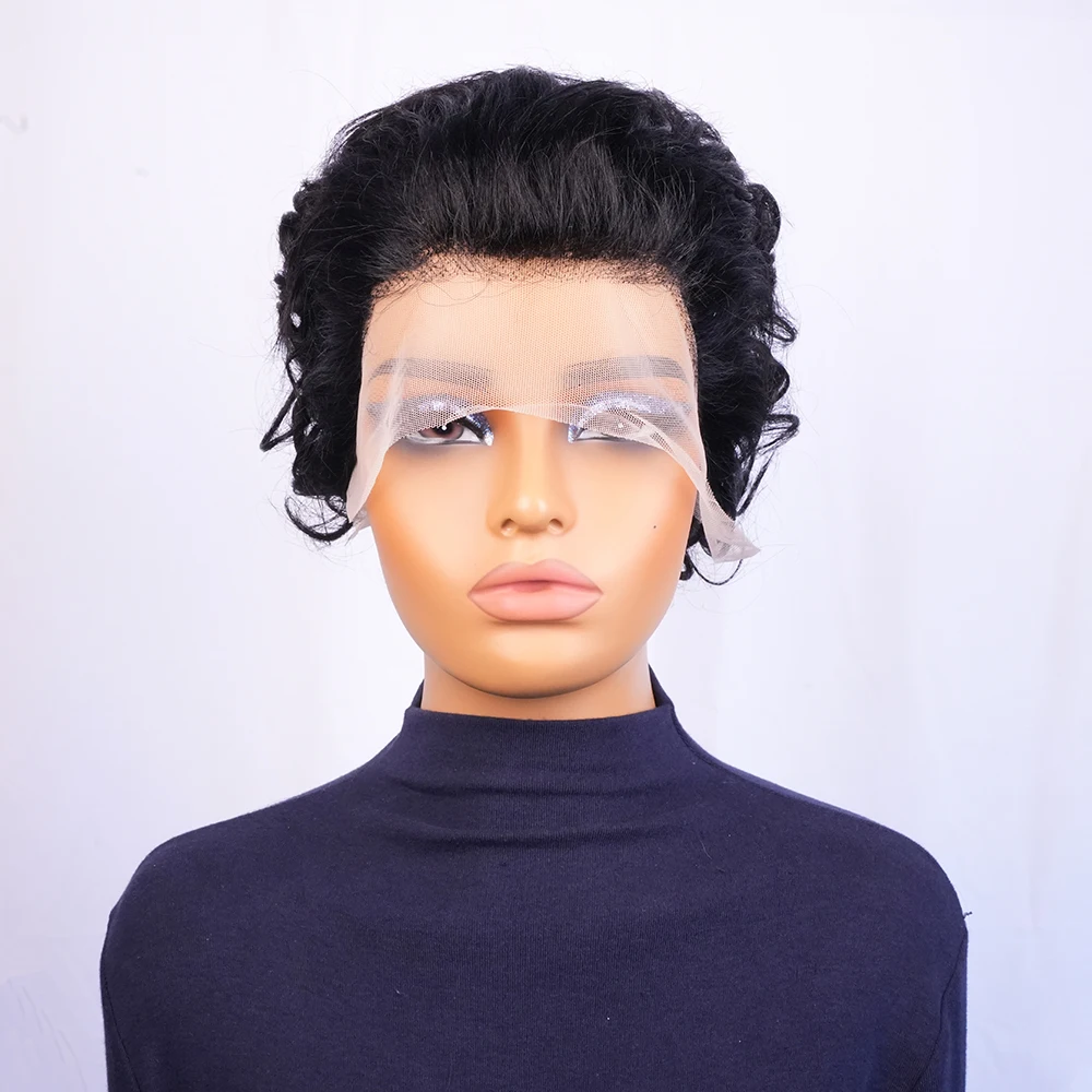 Парик с стрижкой пикси, человеческие волосы, короткий свободный вьющийся парик для женщин, 13 × 4, прозрачные парики спереди, бразильские волосы, бесклеевые, надувные, вьющиеся