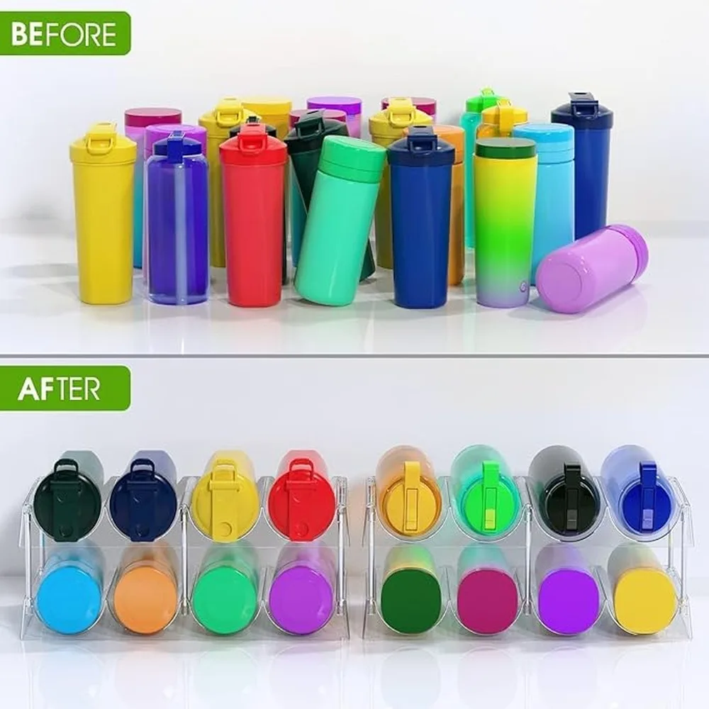 Durable PET Water Bottle Organizer Beverage Rack Display Shelf Stackable Bottle Holder PET Wine