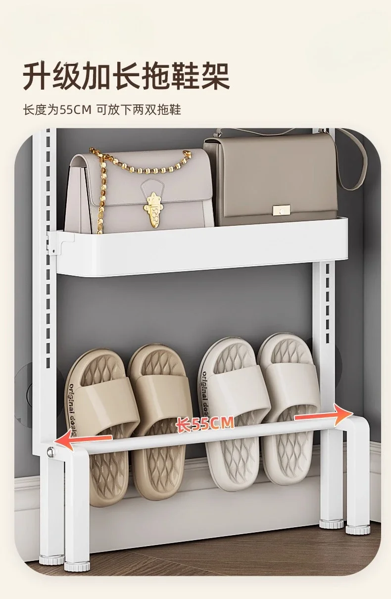 Shelf Ultra-thin floor-to-ceiling hanger, bedroom room security door to put bags, coat rack view 5