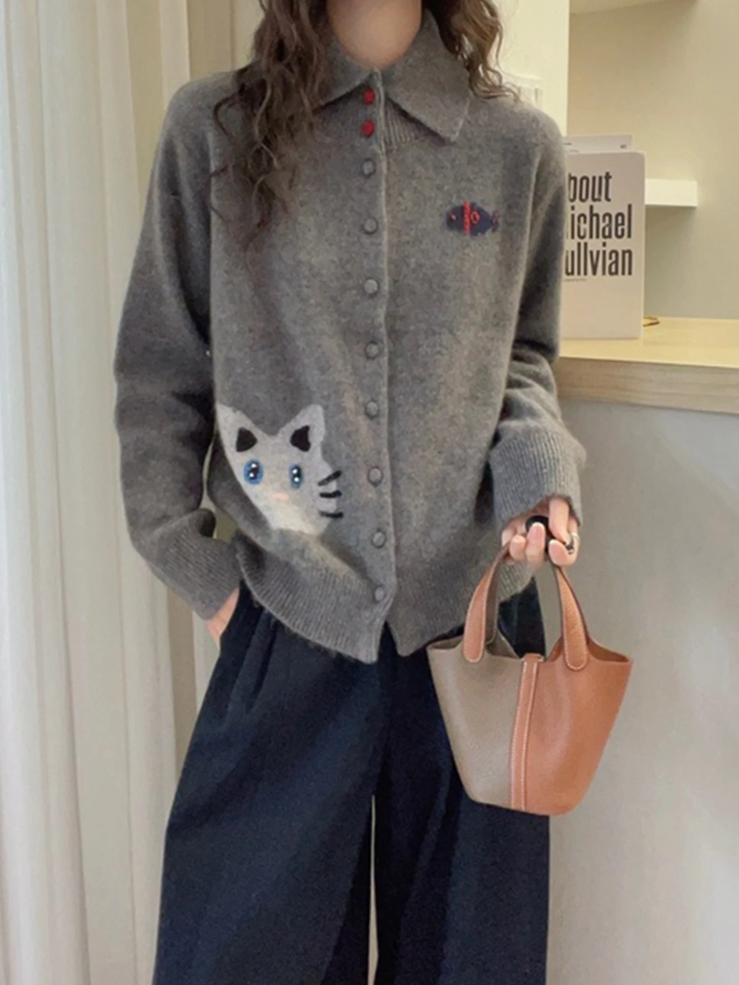 Adorable rétro Thiened femmes tricots couleur Blo hiver trajet pull coréen Sle Long Sve ouvert Cardigan