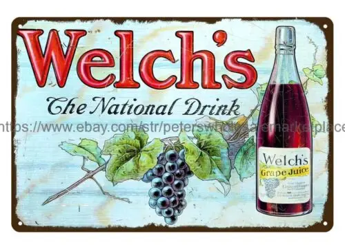 metal collectibles signs 1910s Welch's grape national drink metal tin sign