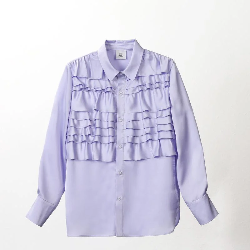 

Xiaoguang 3D Tailoring Silk irt Long Sve Regular Sve Polyester Fiber 2023 Spring Collection Women's Premium Faion