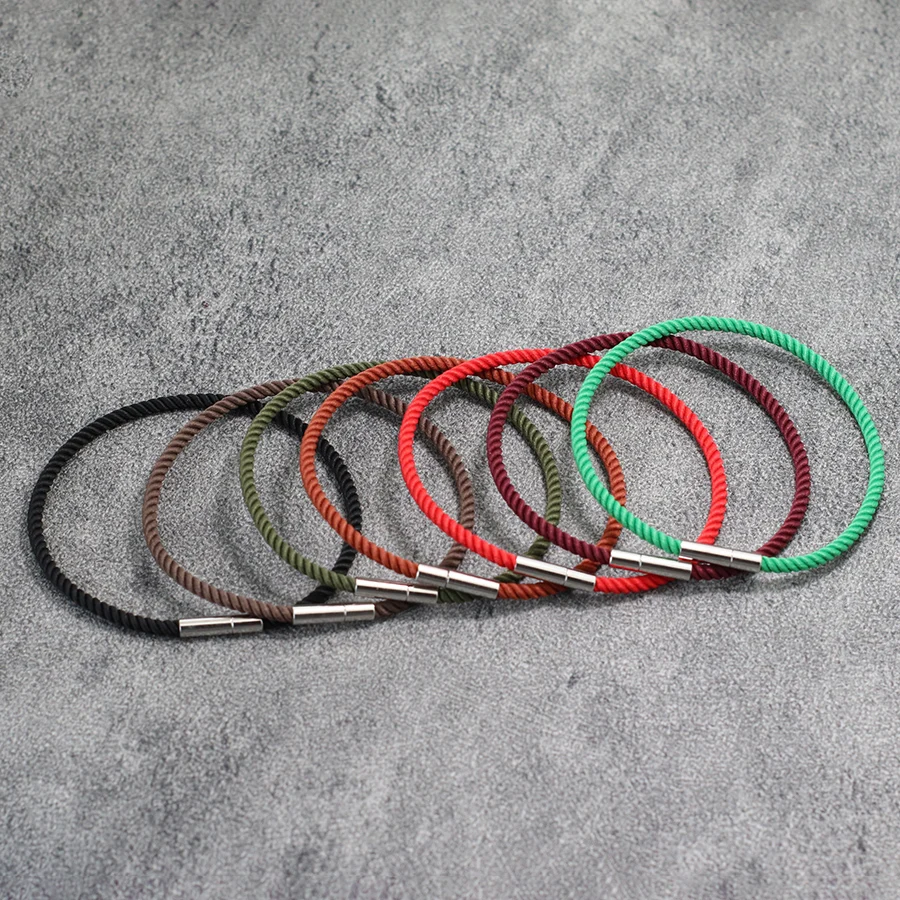 Pulsera de cuerda roja de la suerte para hombre, pulsera de cuerda fina de acero inoxidable de 3mm, deportes al aire libre, ocio, el mejor regalo para novio