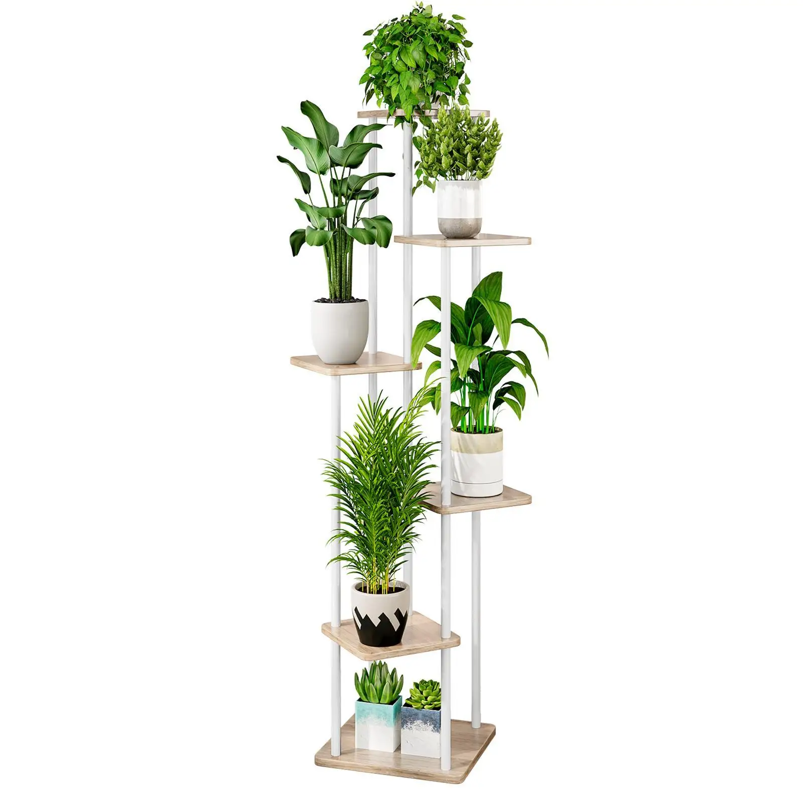 6 Tier Metal Plant Stand Indoor Outdoor Tall Corner Flower Shelf Pot Holder for Multiple Plants Multi-Level Planter Display Rack Organizer for Living Room Balcony Garden Patio