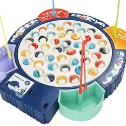 Fishing Toys For Children Boys Girls Magnetic Fish Game Electric Music Rotating Board Play Outdoor Sports Educational Toys Kid