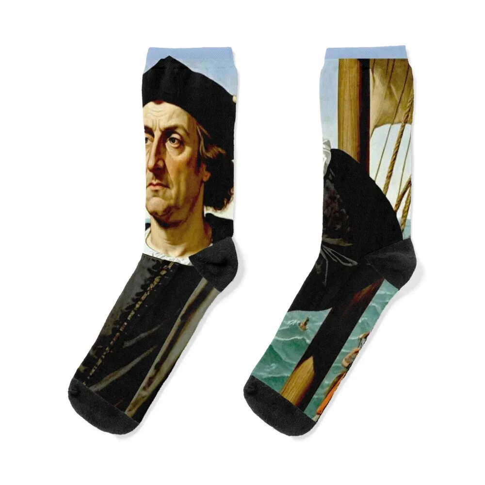 

Christopher Columbus Spanish Explorer That Discovered America Print Socks FASHION new year Lots man Socks For Man Women's