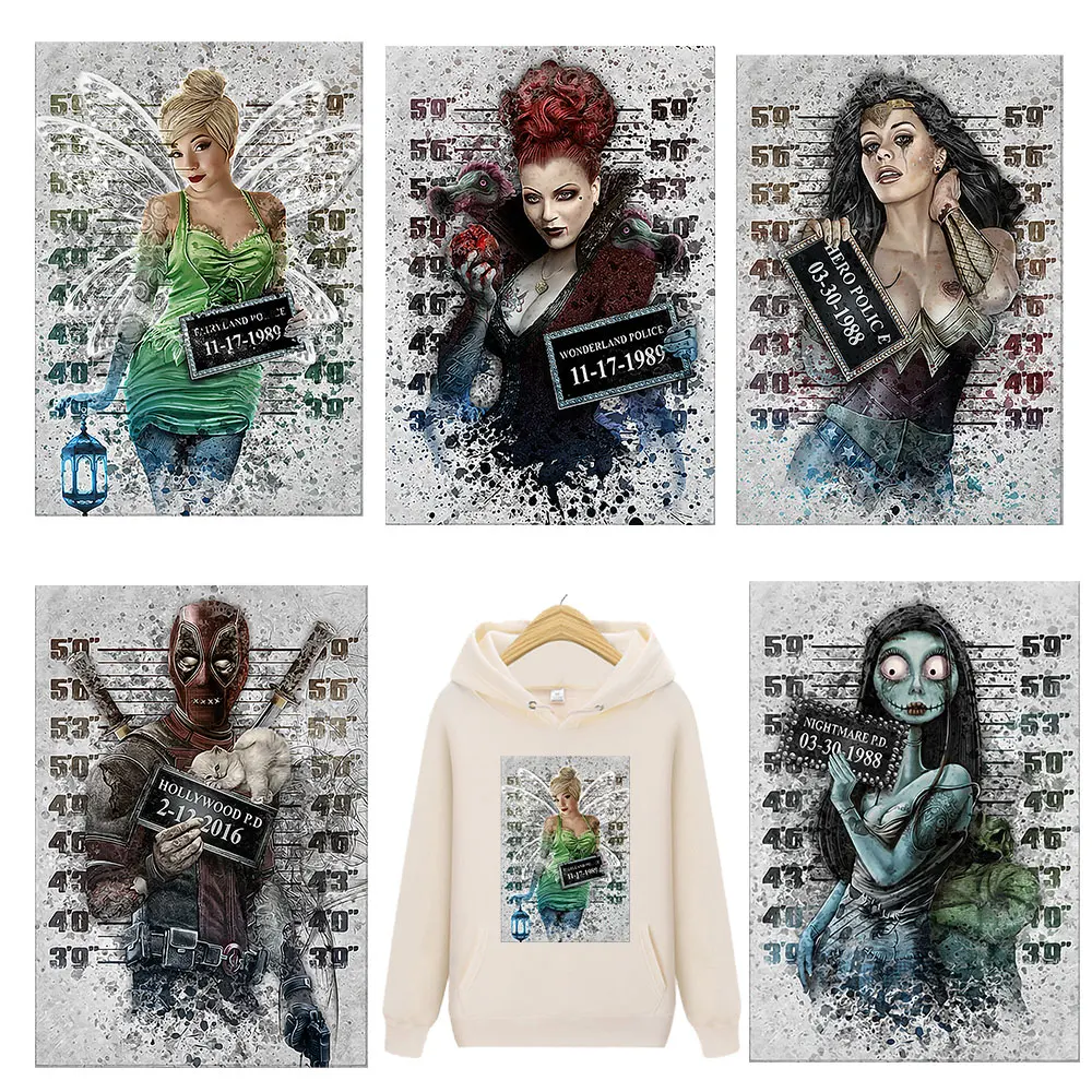 

Halloween Horror Killer Heat Transfers Princess Ironing Sticker Movie Theme Patches On Clothes Vibes Applique T-shirt DIY decals