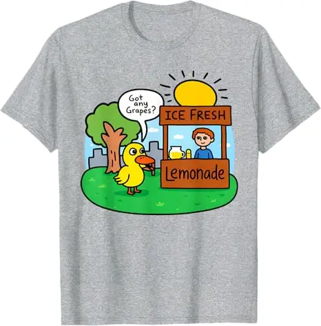 Ice Fresh Lemonade Got Any Grapes Duck Lustige Geschenke Meme T-Shirt Y2K Sommermode Gänse, Entenwitze Grafik-T-Shirt Streetwear Geschenk – Detail 5