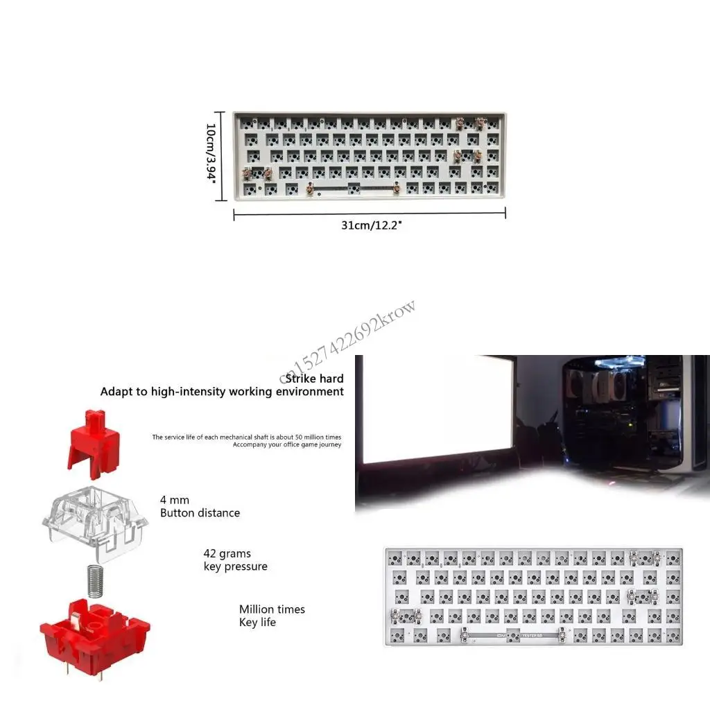 Wireless Keyboard 2.4G Bluetooth-compatible Dual-mode Hot-swappable Shaft- Base R9CB