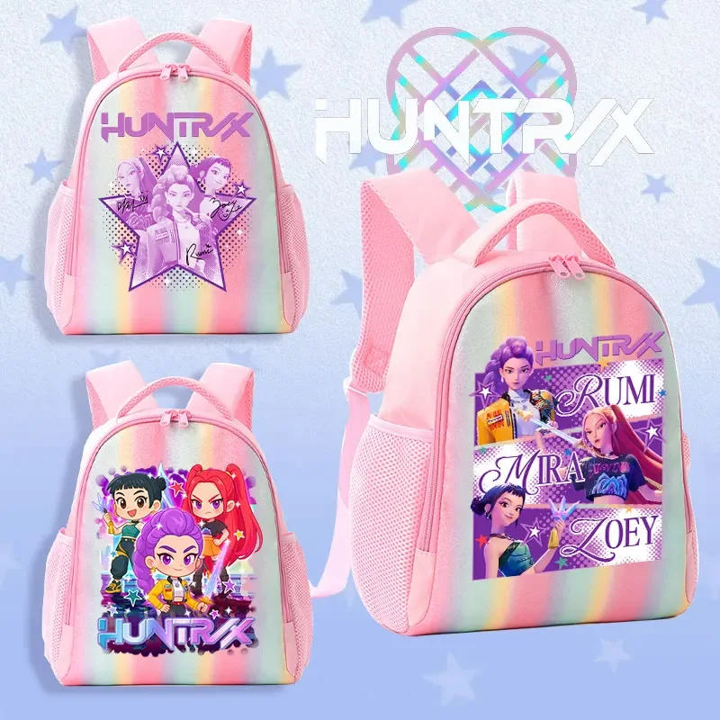 Sac à dos pour enfants, cartable KPOP Demon Hunters, sac à dos arc-en-ciel, sac à bandoulière